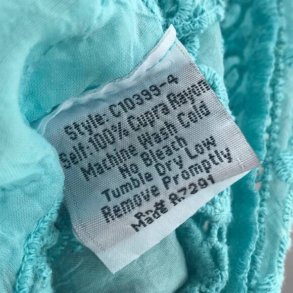 Johnny Was Blue Embroidered Eyelet Spear Tank Top - Picture 11 of 11